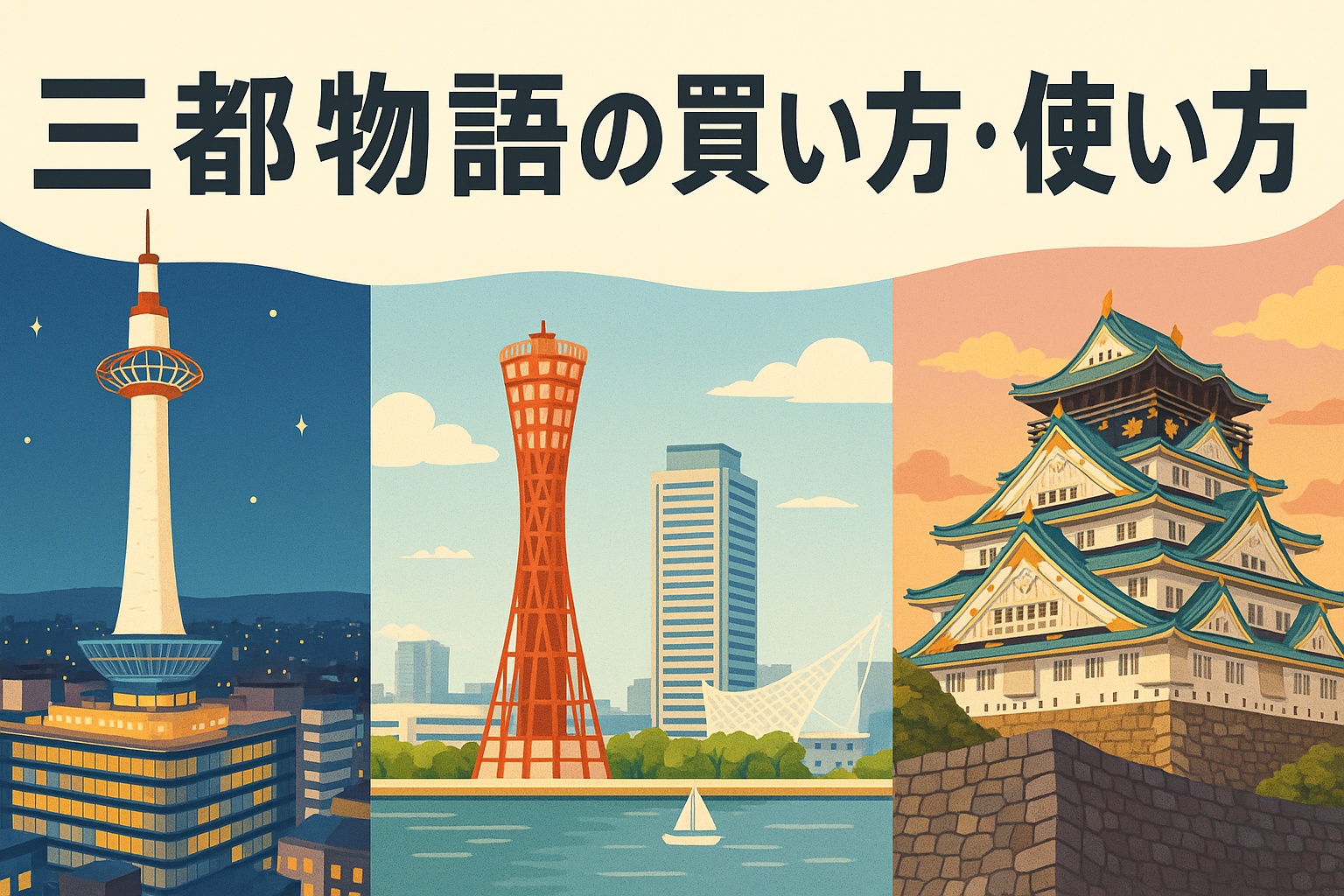 三都物語の買い方・使い方｜京都タワー・神戸ポートタワー・大阪城を描いた関西周遊きっぷ