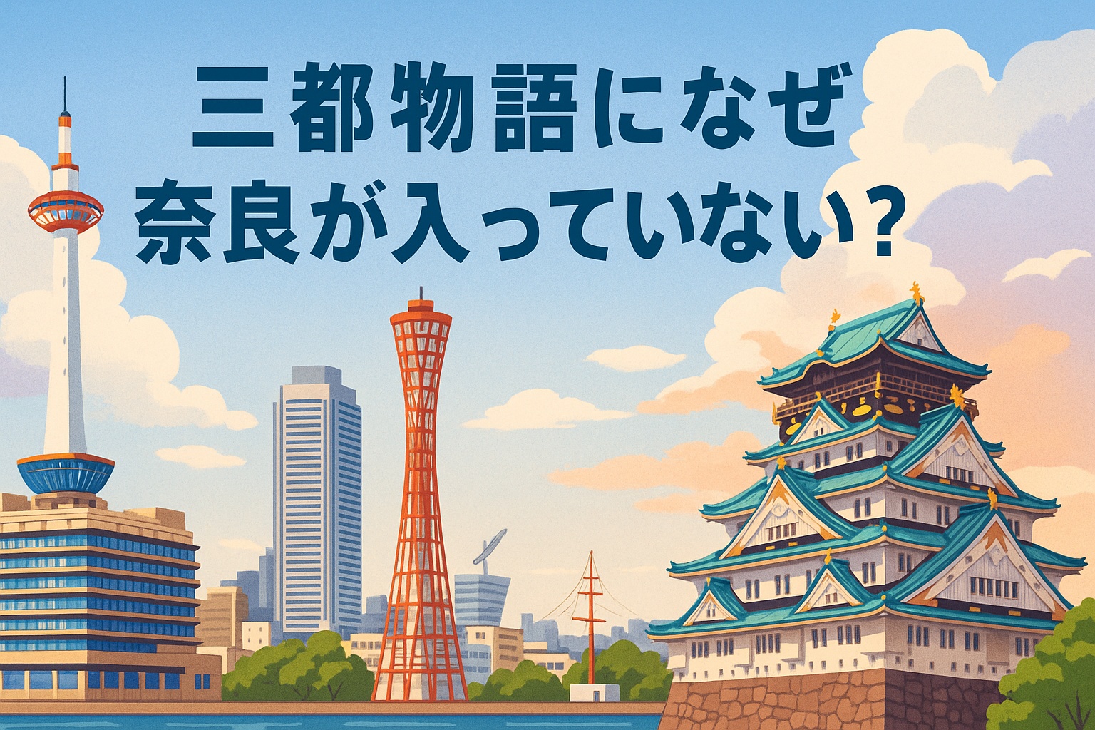 三都物語になぜ奈良が入っていない？｜京都タワー・神戸ポートタワー・大阪城を描いた関西三都
