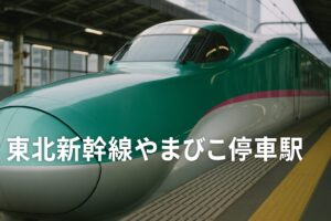 東北新幹線やまびこが駅ホームに停車している様子の写真