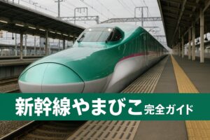 新幹線やまびこE5系が駅のホームに停車している